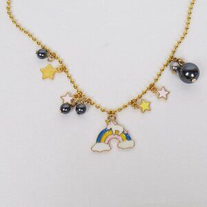 new! charm necklace ball chain with enamel charms rainbow unicorn stars kawaii